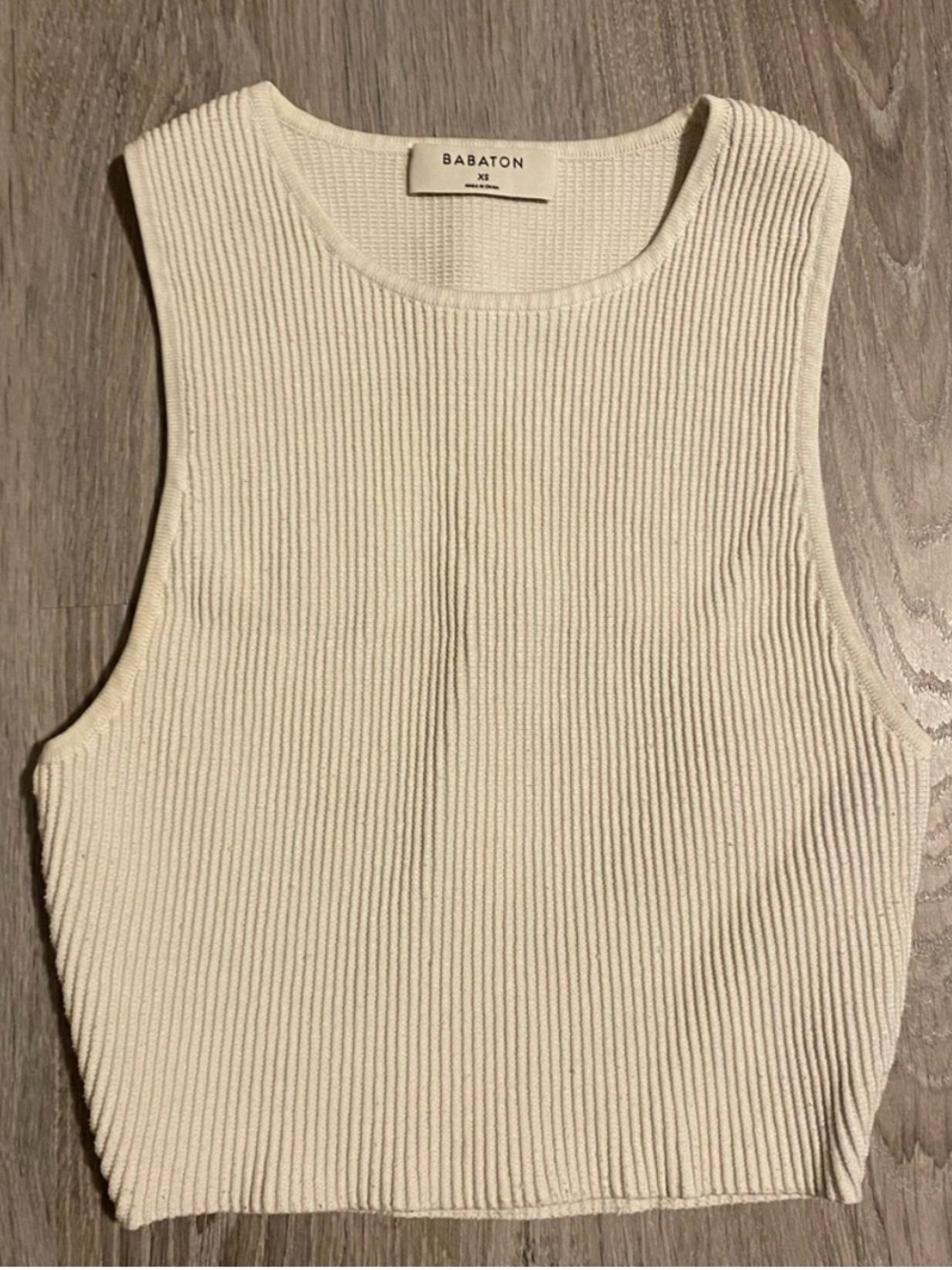 Babaton Cream Ribbed Knit Tank Top